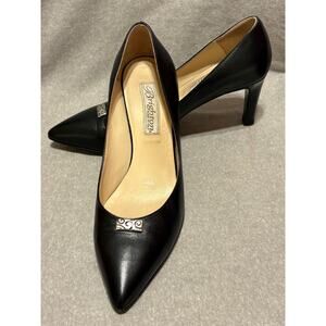 Brighton Size 7 Black Leather Pumps Made in Italy Excellent Condition